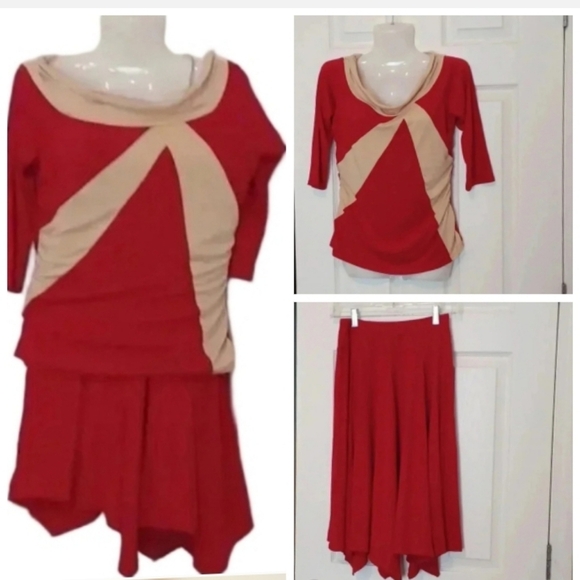 💙🏍skirt set with color block top🎉 - Picture 1 of 11